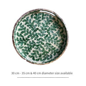 Mother of Pearl Inlay Round Tray: Handcrafted Vietnamese Decor