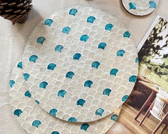 Perlmutt Inlay Tischsets: Küstenlandschaft, 2er Set