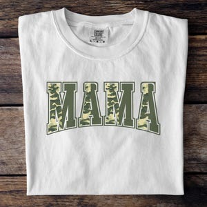 Green Camo Mama T-Shirt Comfort Colors® Hunting Season Mom Shirt Camouflage Duck Hunting Shirt Deer Hunting Mama Tee Military Green Camo