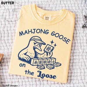 Mahjong Goose on the Loose Shirt Comfort Colors® Vintage Tee Funny Mahjong T-Shirt for Players Mahjong Gifts for Women Game Night Shirt image 2