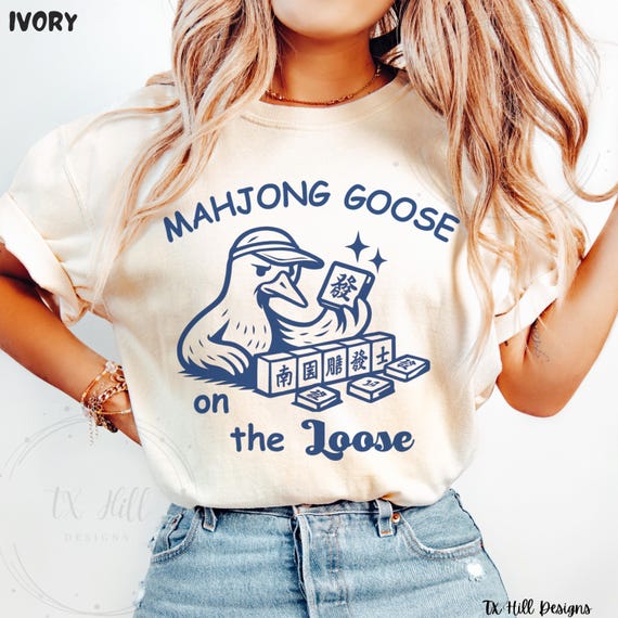 Mahjong Goose on the Loose Shirt Comfort Colors® Vintage Tee Funny Mahjong T-Shirt for Players Mahjong Gifts for Women Game Night Shirt