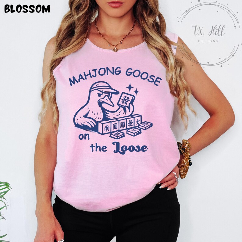 Mahjong Goose on the Loose Shirt Comfort Colors® Vintage Tee Funny Mahjong T-Shirt for Players Mahjong Gifts for Women Game Night Shirt image 3