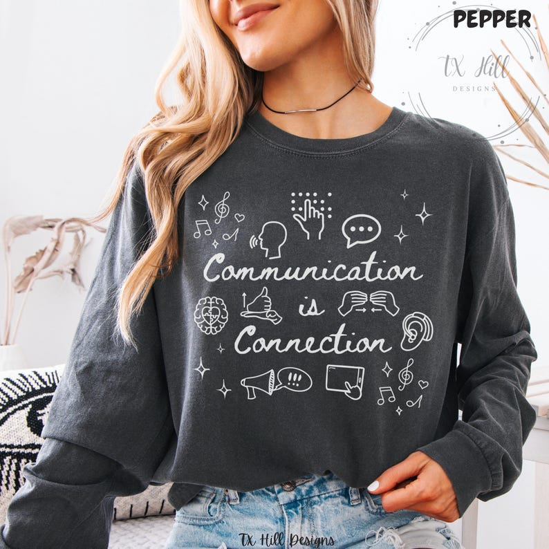 Camiseta de terapia del habla y la comunicación, camiseta Comfort Colors SLPa SLP, sudadera Gildan para terapeutas del habla, camiseta para profesores de educación especial, camiseta sobre neurodiversidad imagen 3