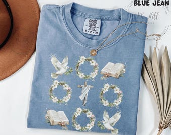 Christian Easter Shirt, Comfort Colors Faith Tee, He Is Risen Shirt, Resurrection Cross Dove Bible Easter Shirt