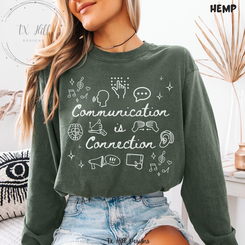 Camiseta de terapia del habla y la comunicación, camiseta Comfort Colors SLPa SLP, sudadera Gildan para terapeutas del habla, camiseta para profesores de educación especial, camiseta sobre neurodiversidad imagen 9