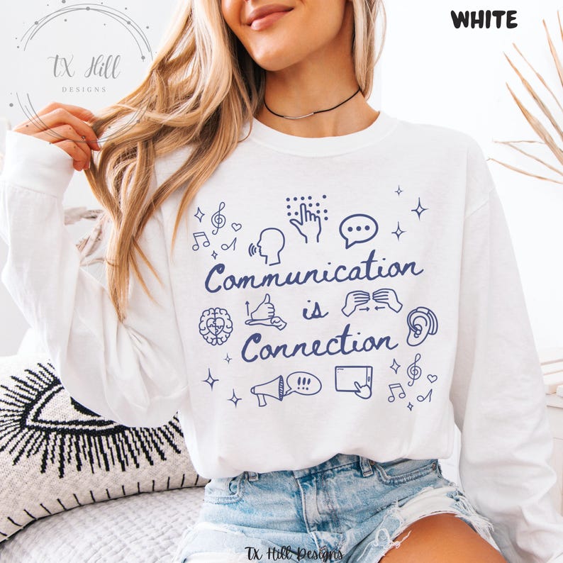 Camiseta de terapia del habla y la comunicación, camiseta Comfort Colors SLPa SLP, sudadera Gildan para terapeutas del habla, camiseta para profesores de educación especial, camiseta sobre neurodiversidad imagen 8