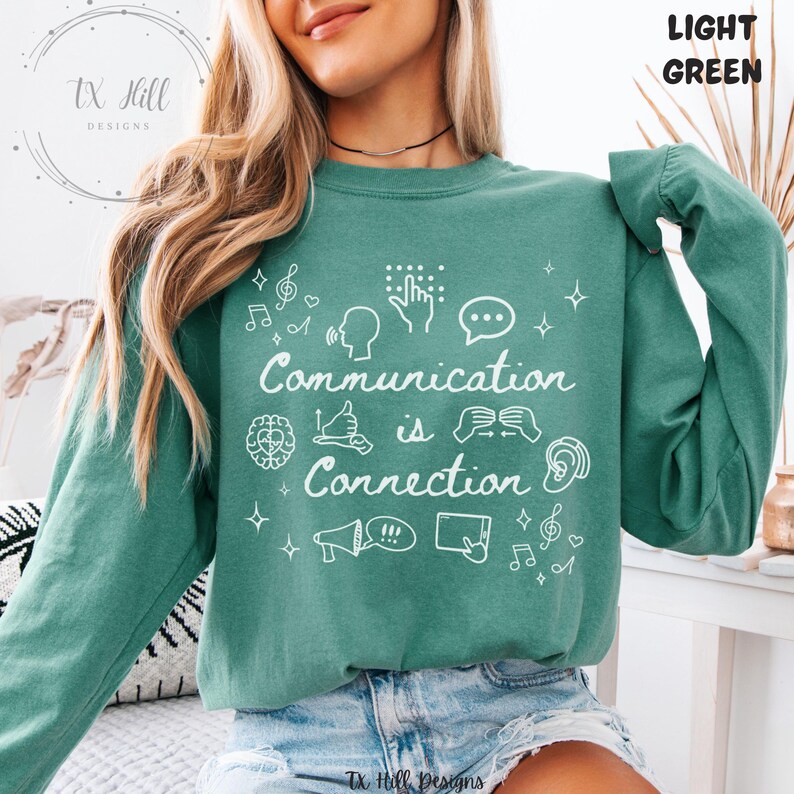 Camiseta de terapia del habla y la comunicación, camiseta Comfort Colors SLPa SLP, sudadera Gildan para terapeutas del habla, camiseta para profesores de educación especial, camiseta sobre neurodiversidad imagen 6