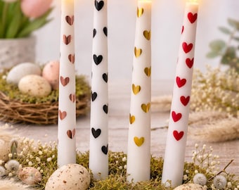 LED Stabkerze mit Herz | Osterdeko Kerze | Flammenlose Kerze | Tischdeko Ostern | Geschenkidee | Frühlingsdeko | Farbe wählbar
