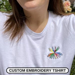 Embroidered t shirt, Custom embroidered photo shirt, custom embroidered Text tshirt, Custom embroidered photo or Portrait Tshirt