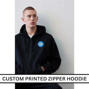 Personalized Zip Up Hoodie, Custom Full Zip Hoodie, Custom Logo Hoodie, Team Logo Zip Up Hoodie, Personalized Sweatshirt, Your Text Hoodie