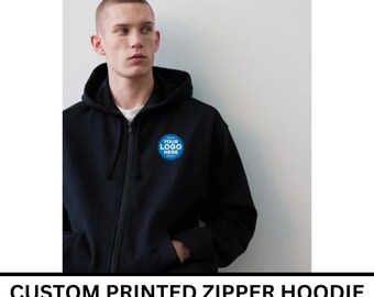 Personalized Zip Up Hoodie, Custom Full Zip Hoodie, Custom Logo Hoodie, Team Logo Zip Up Hoodie, Personalized Sweatshirt, Your Text Hoodie