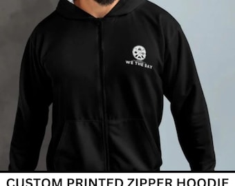 Personalized Hanes Full Zip Hoodie Sweatshirt, Custom Zip Up Hoodie, Custom Logo Hoodie, Team Logo Zip Up Hoodie, Personalized Gifts For Her