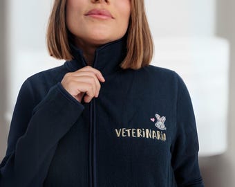 Custom Embroidered Unisex Fleece Jacket, Custom Text Full Zip Fleece Jacket, Personalized Men Fleece Jacket Custom Embroidered Logo Jacket