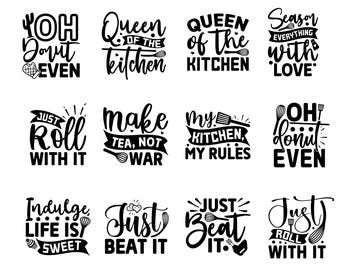 Paquete SVG de cocina: Citas divertidas de cocina SVG / Archivos de corte de cocina rústica para Cricut y Silhouette / Diseños SVG de cocina y repostería