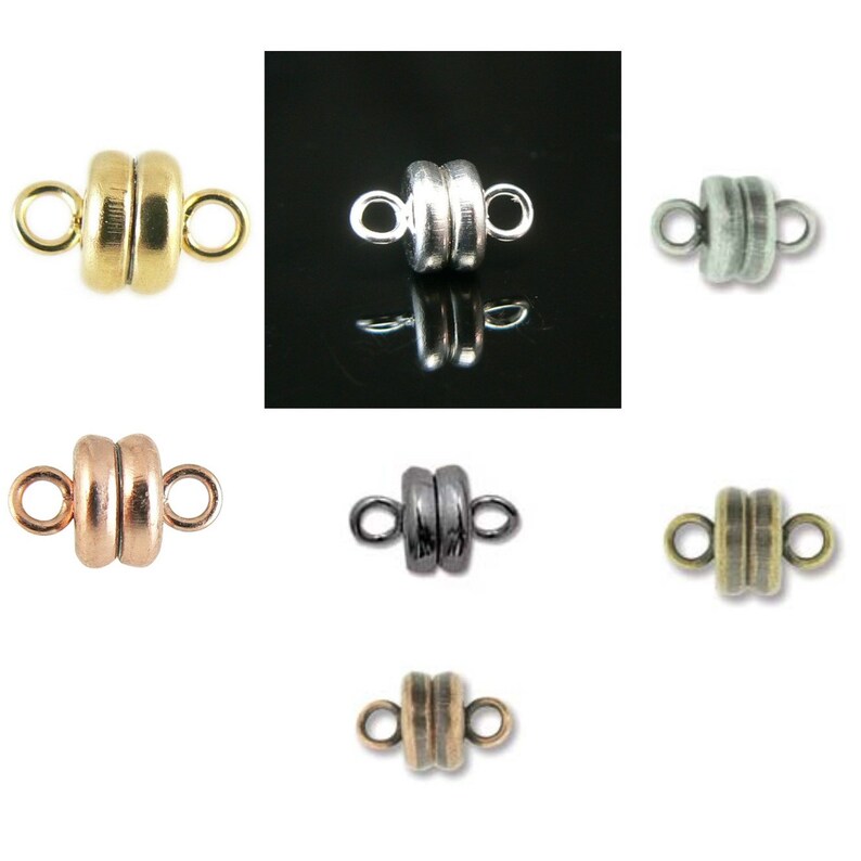 7mm x 6mm SUPER STRONG magnetic clasps, several finishes to choose from Great for necklaces, lanyards, bracelets, anklets, curtain tiebacks Clasp Sampler