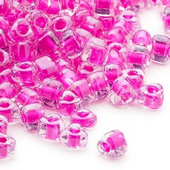 Miyuki #5 Triangle Glass Seed Beads: TR1110, 4mm Clear Color Lined