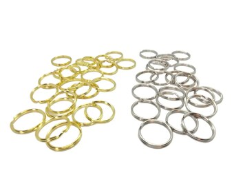 24mm Gold or Nickel Plated Split Rings: Key Chain Connectors, 75 pcs