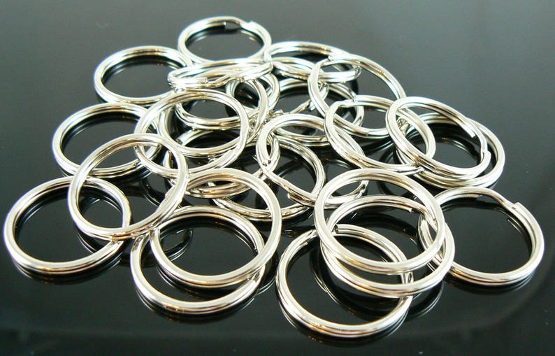 24mm 1 inch nickel or gold plated split ring/ key ring/ key chain rings, 25 pcs. Connector link image 3