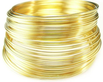 Gold Plated Stainless Steel Bracelet Memory Wire: Bead Smith, 2" Diameter, 1 oz. (~80 loops)