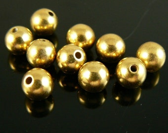 5mm gold plated memory wire ends (half drilled end beads), 12 pieces. Ends for memory wire rings, bracelets, & necklaces