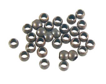 Cuentas de cobre envejecido con engarce: 1,5 mm de diámetro interior, estilo vintage (100 unidades)