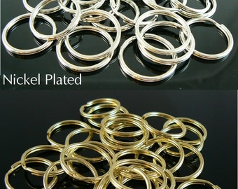 24mm (~1 inch)  nickel or gold plated split rings/ key rings/ key chain rings, 500 pcs WHOLESALE. Connectors | links