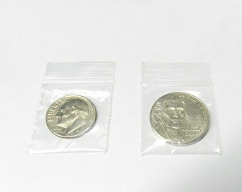 Bolsas de almacenamiento con cierre hermético y resellables: 1" de ancho x 1" de largo, polietileno transparente, 100 bolsas
