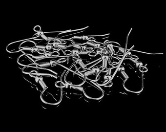 Ganchos para pendientes de acero inoxidable hipoalergénico de 19 mm con forma de anzuelo: 48 unidades