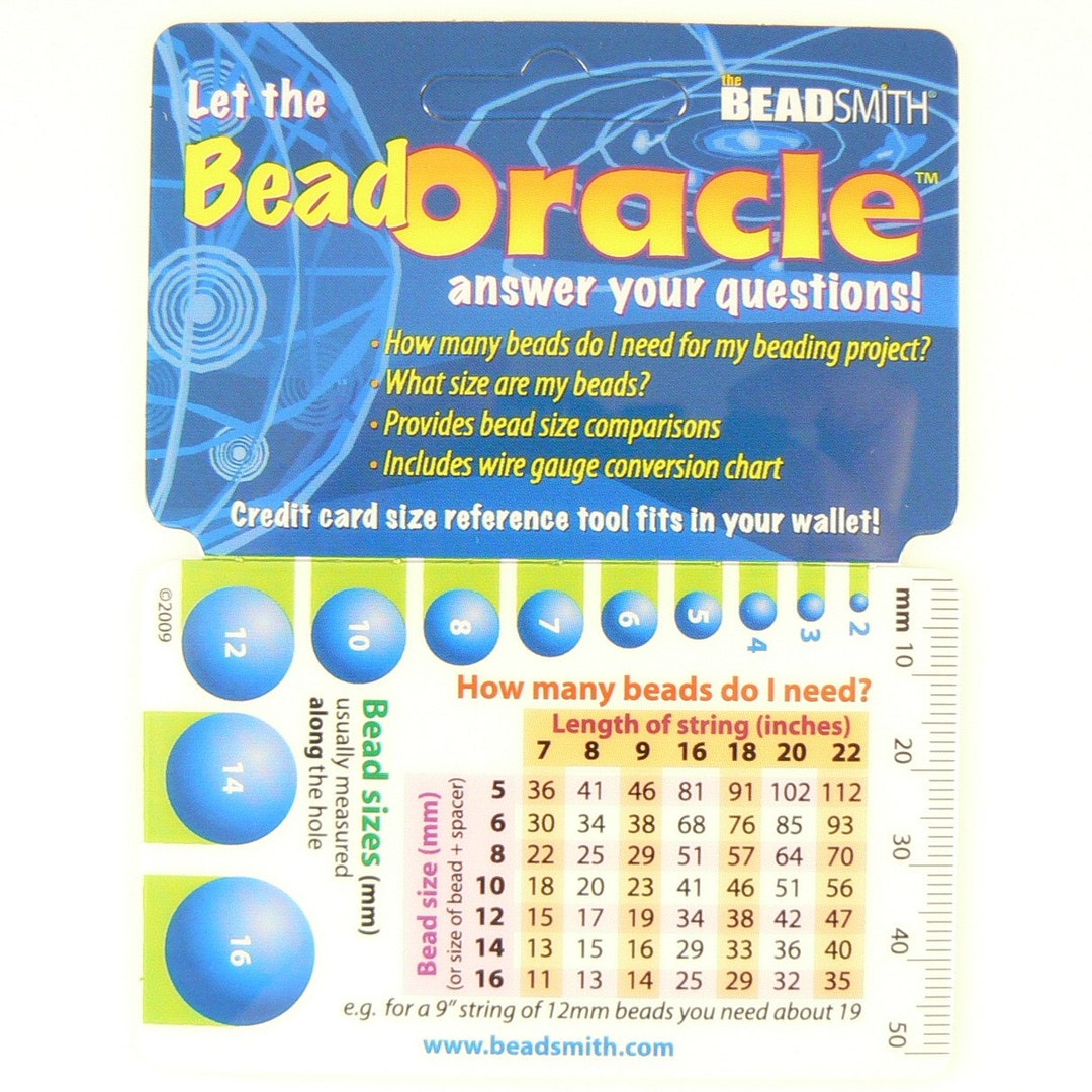 Bead Oracle Quick Reference Card, Bead Size & Gauge Tool - Etsy