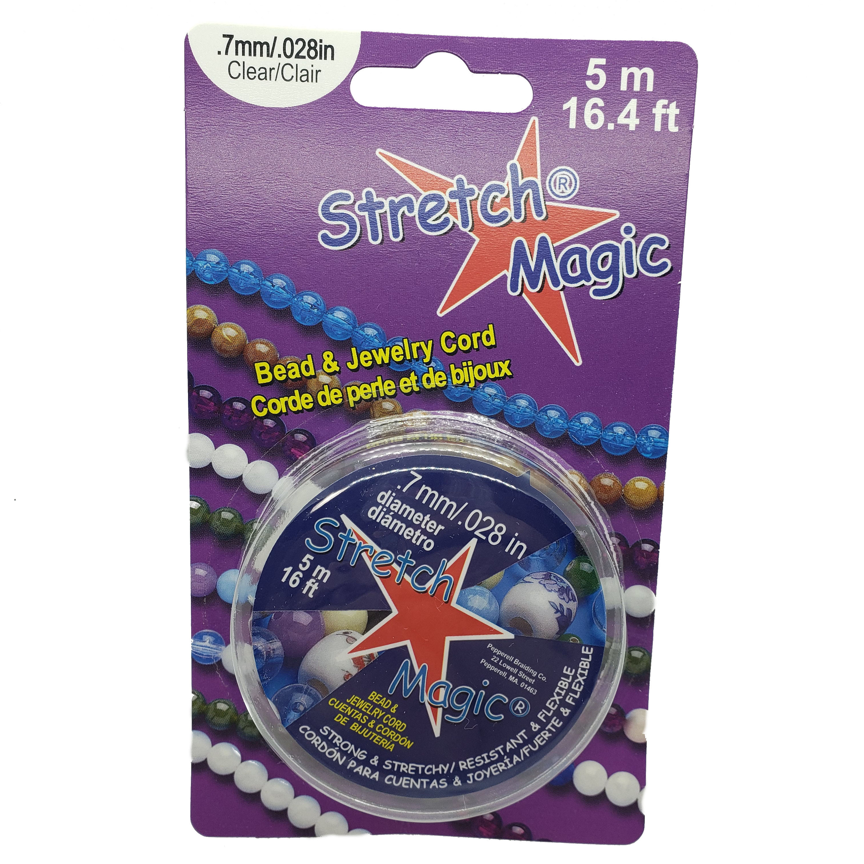 0.7 mm Stretch Magic clear bead and jewelry cord, 5 meter spool