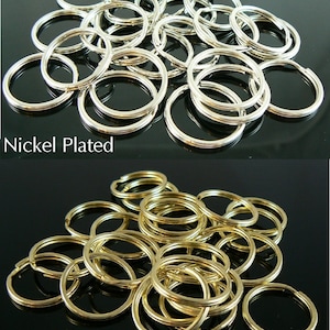 Split rings: 24 mm (~1&quot;) round, nickel or gold plated, 25 pcs. Key rings | key chain rings | connector | link