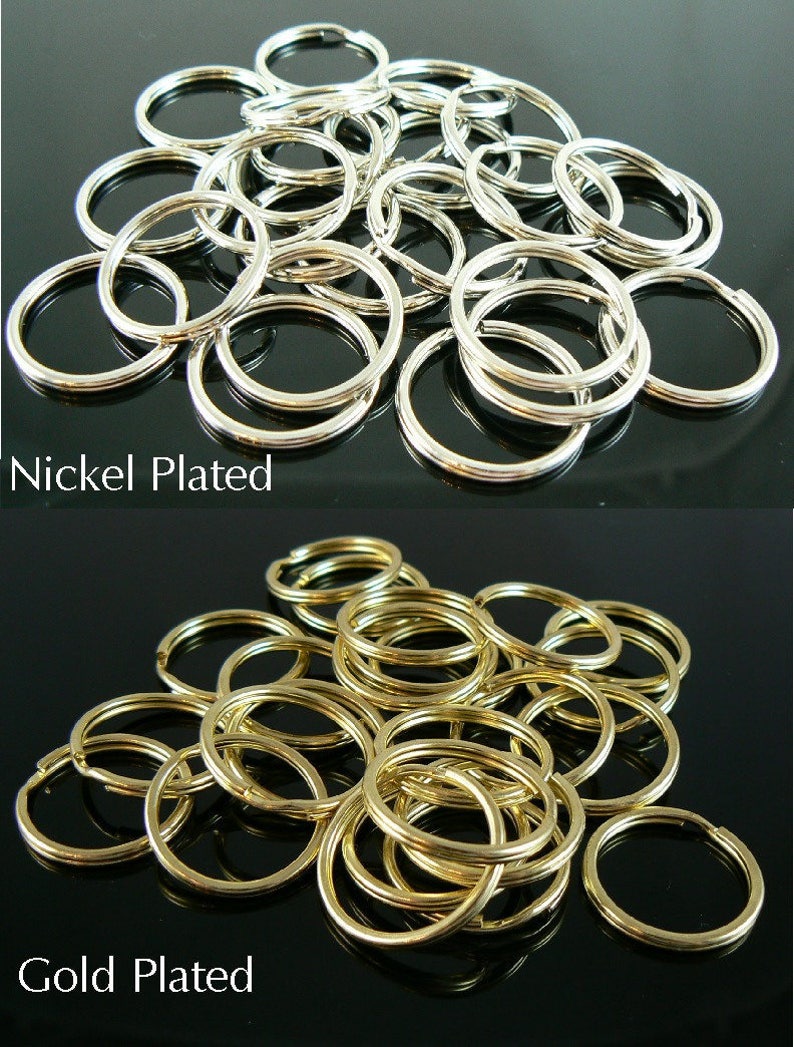24mm 1 inch nickel or gold plated split ring/ key ring/ key chain rings, 25 pcs. Connector link image 1