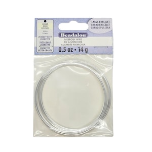 BRACELET memory wire: large, Beadalon 18 gauge extra HEAVY DUTY wire, silver plated carbon steel, .5oz., ~9 loops. Plus size wire
