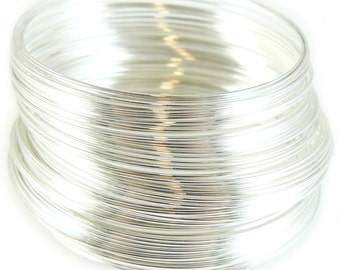 2" diameter Bead Smith silver plated stainless steel BRACELET memory wire, 1 oz., ~80 loops. Medium size bracelet wire | adults or kids wire