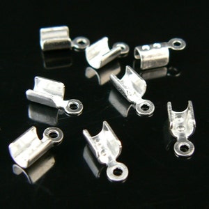 Silver Plated Fold Over Crimp Ends: for 2mm cord, Jewelry Making Supplies, 36 pcs
