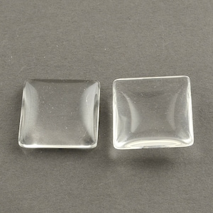Cabujones de vidrio transparente: cuadrados, 25 mm x 25 mm x 5-6 mm de espesor, 25 uds.
