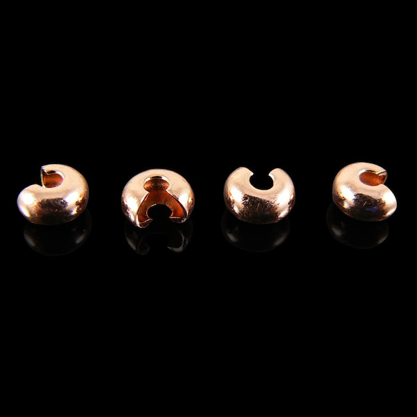 4mm copper plated metal crimp covers, 36 or 144 pcs. Works great to cover 1- 3mm crimps. Give your jewelry a finished look! Cover, finish