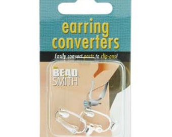 Silver plated earring converters, 1 pair