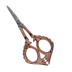 Peacock Embroidery Scissors: Rose Gold, Vintage Style, 5"