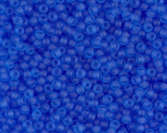 Size 11/0 frosted matte sapphire blue Miyuki glass seed beads, 20 grams, approximately 2,200 beads. patriotic, Independence day, water