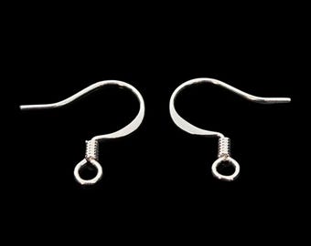 Silver Plated Fishhook Earwires with Coil: 16mm, Nickel Free (48 pcs)