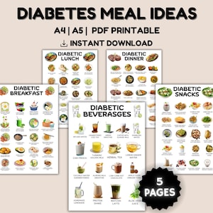 Idee per pasti per diabetici stampabili, tabella alimentare per diabetici, foglio dietetico per diabetici, piano alimentare per diabetici, lista della spesa, elenco di alimenti per diabetici, pianificatore di pasti