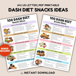 100 DASH Diet Snack Ideas, DASH Diet Meal Plan, DASH Diet Snack Food List High Blood Pressure Grocery List, Natural Food List and Diet Chart