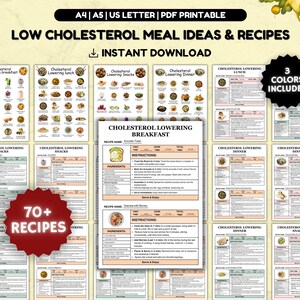 Cholesterol Lowering Food List, Low Cholesterol Meals & Recipes Bundle, Low Cholesterol Grocery List, Low Cholesterol Diet, Heart Healthy