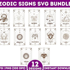 Pakiet SVG kart zodiaku, Karty zodiaku Svg, Pakiet SVG kart tarota, Karty Svg, Zodiak Svg, Astrologia Svg, Horoskop Svg, Znaki zodiaku Png