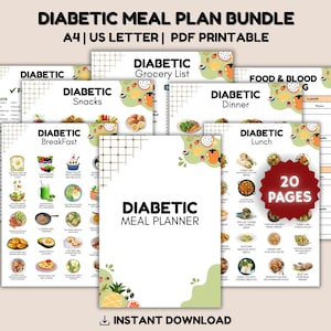 Pacchetto di piani alimentari per diabetici, elenco di alimenti per prediabete, alimenti a basso contenuto di zuccheri, tabella degli alimenti per il diabete, lista della spesa, tabella dietetica per il diabete di tipo 2