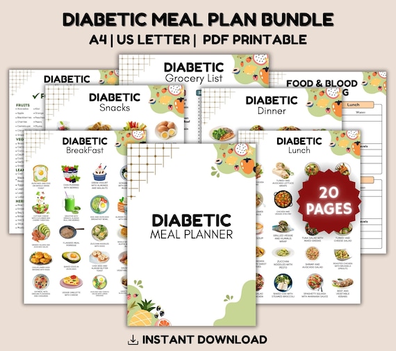 Diabetic Meal Plan Bundle, Food List for Pre Diabetes Low Sugar Food, Diabetes Food Chart, Grocery List, Type 2 Diabetes diet chart