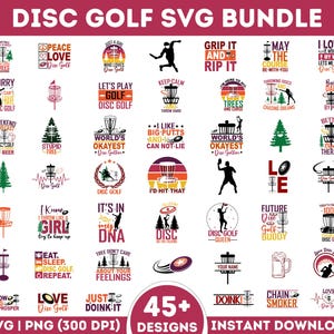 Disc Golf SVG Bundle, Disc Golf PNG Bundle, Disc golfer Svg, Frisbee Golf Clipart, joueur de basket de disc golf, arbre Disc Silhouette Cricut