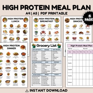 High Protein Meal Plan, High Protein Food List, Low Carb Food Chart, Keto Grocery and Meal Plan for Muscle Building and Weight Loss