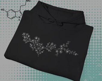 Serotonin Sweatshirt Flower Serotonin Hoodie Botanical Print Pullover Mental Health Awareness Happiness Sweatshirt Self Love Hoodie